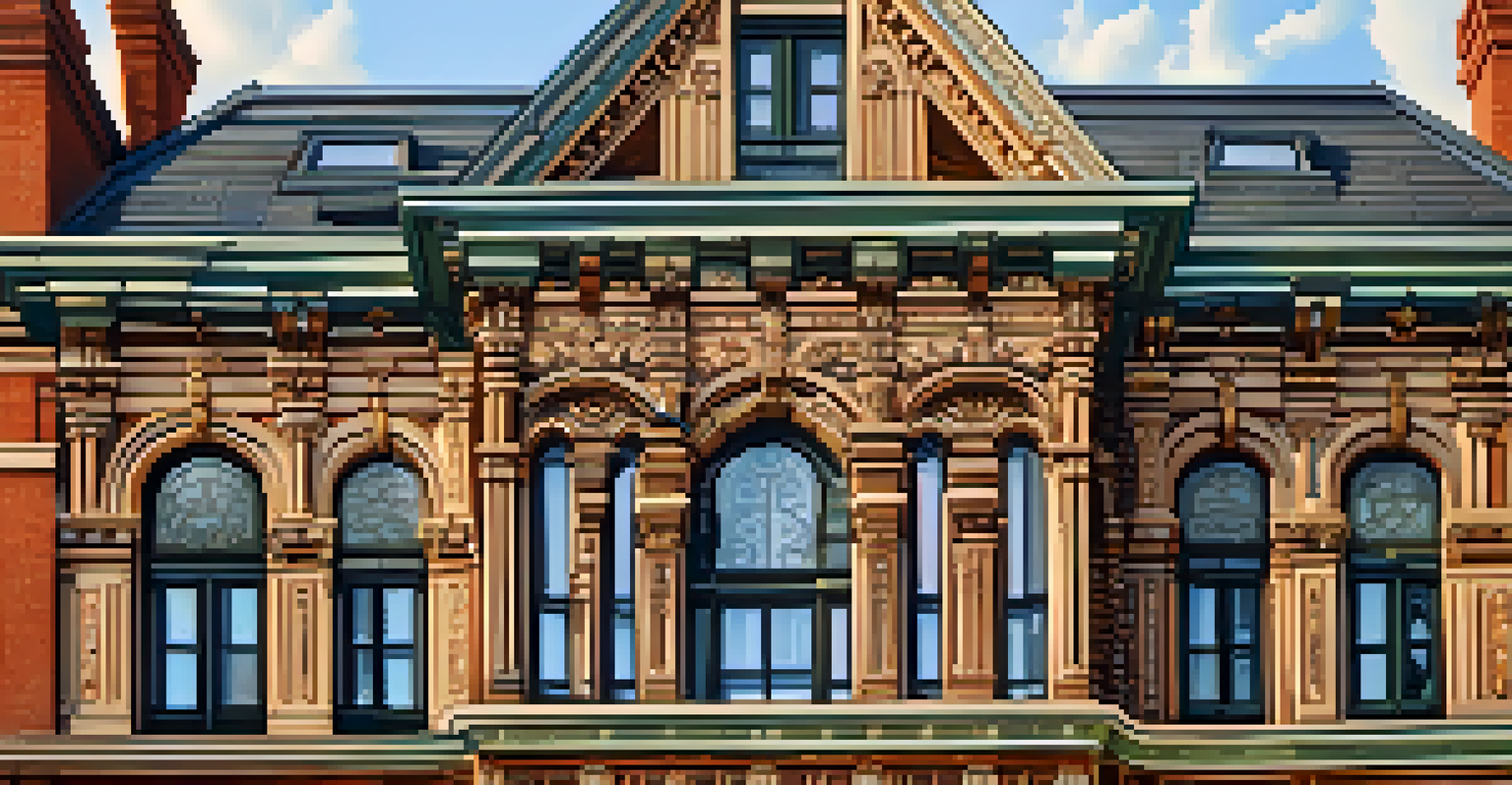 A detailed close-up of the ornate architecture of a historic mansion in Brush Park, highlighting intricate craftsmanship and textures.