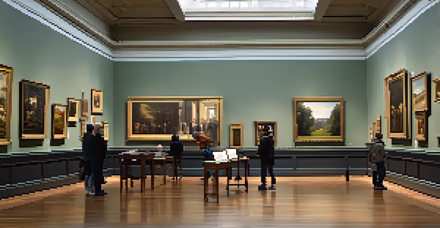 An interior view of the Detroit Institute of Arts with visitors admiring classic and contemporary artworks under soft lighting.