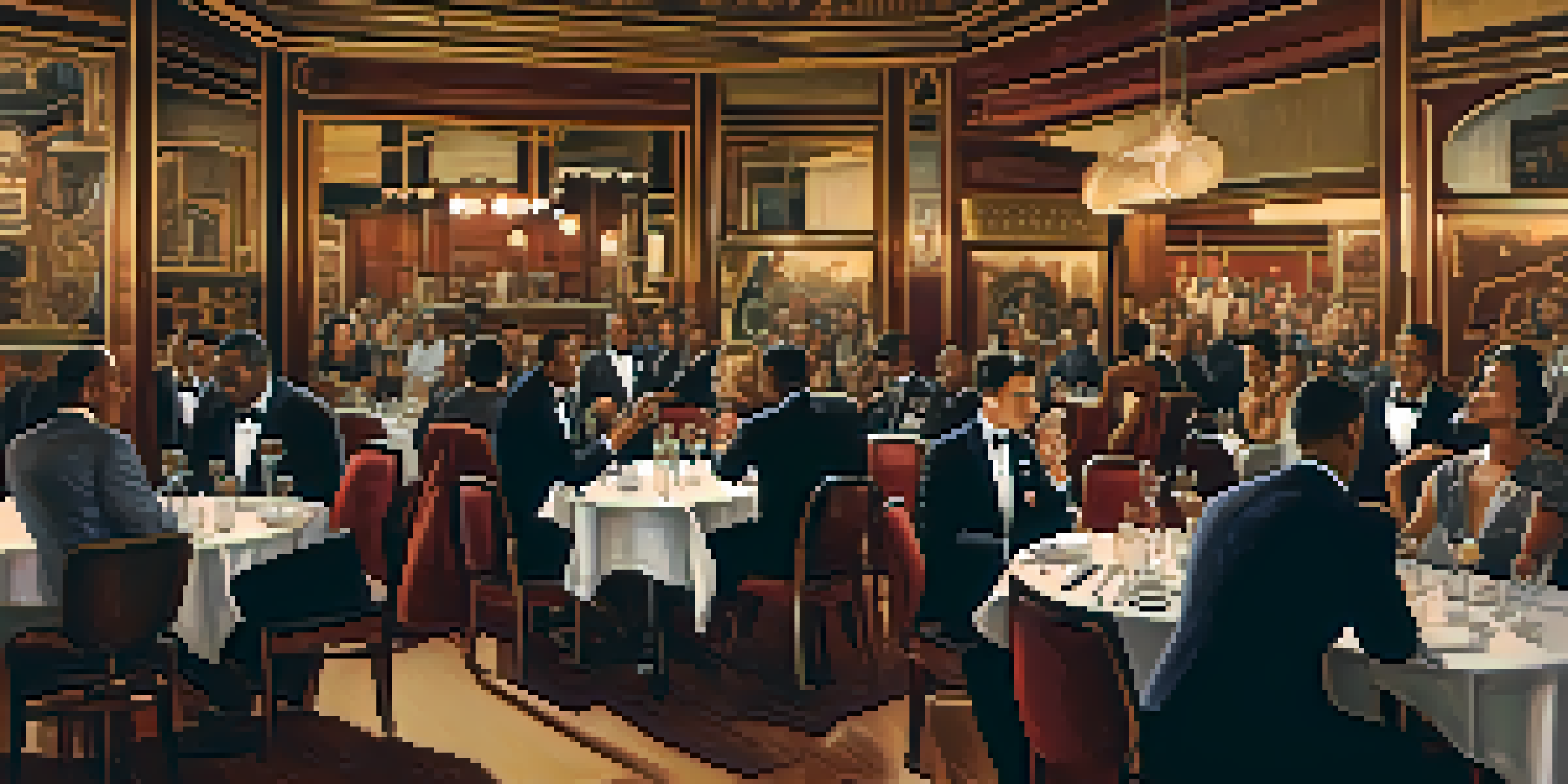 Interior view of Cliff Bell's jazz club, showcasing Art Deco design, warm lighting, and guests enjoying live jazz music.