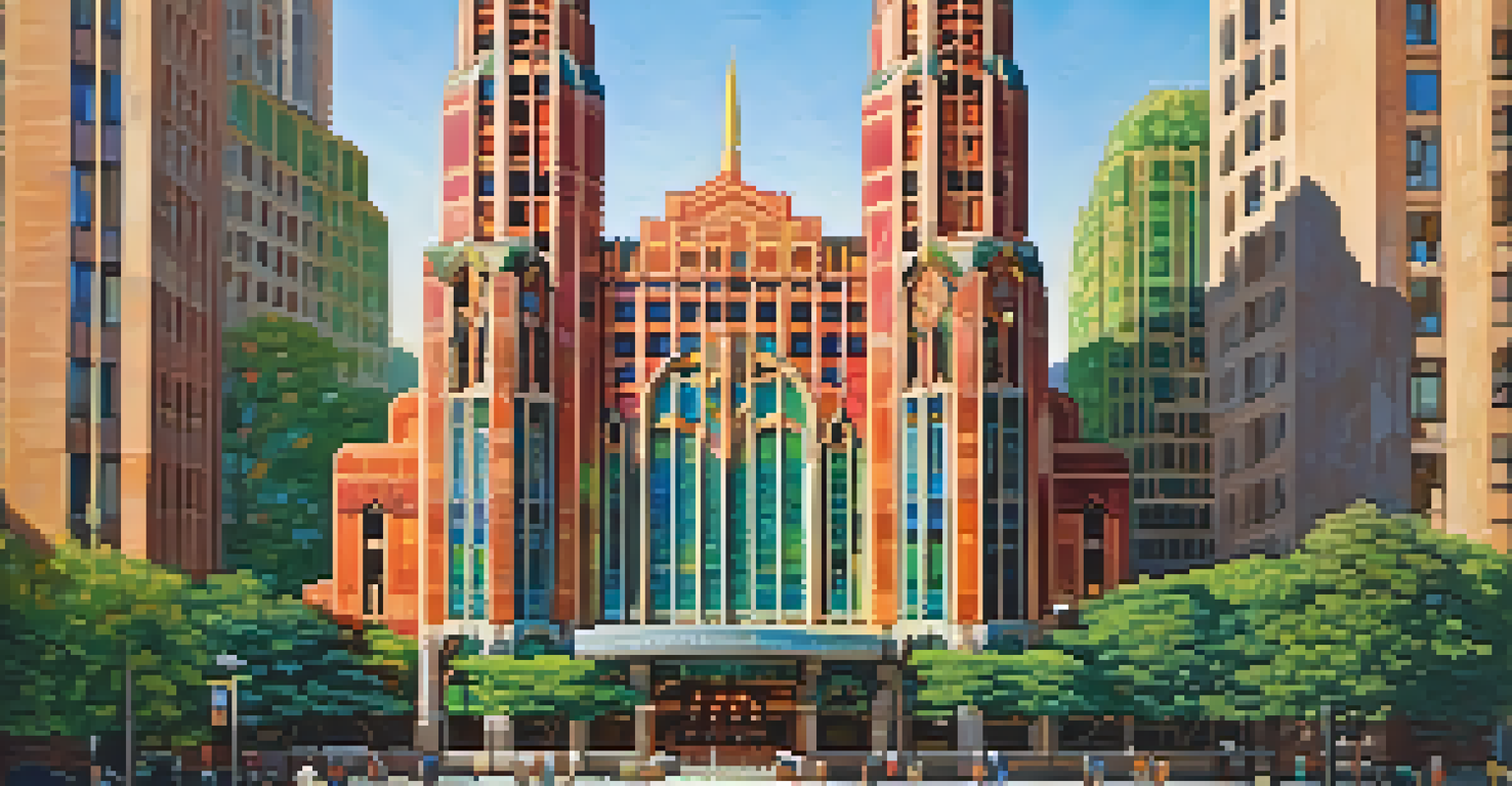 Close-up view of the Guardian Building displaying its Art Deco style and mosaics.