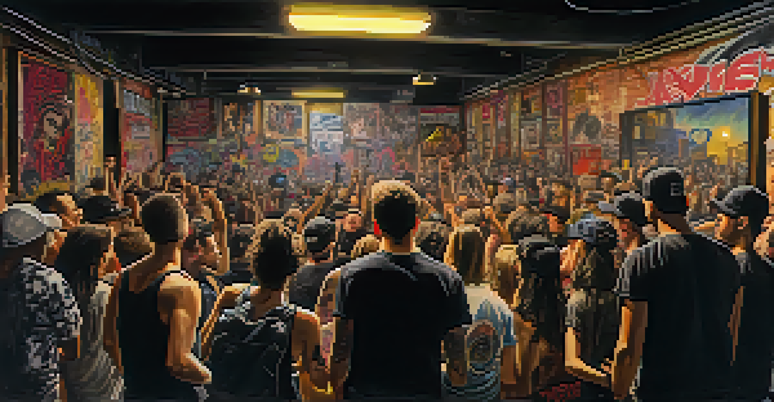 A dynamic punk rock performance in an underground venue in Detroit, illustrating the energy and creativity of the scene.