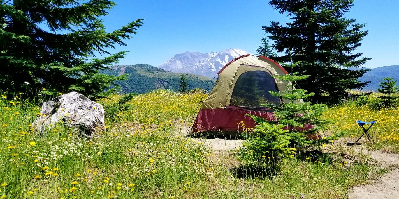 Camping at Mount St. Helens