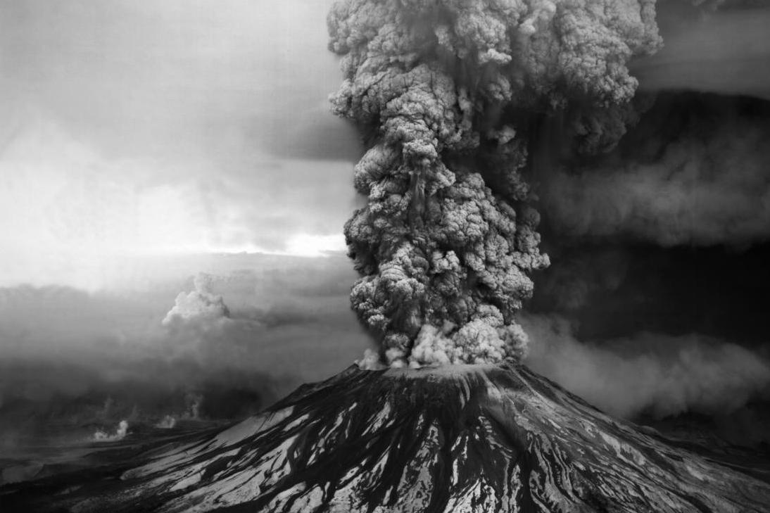 Mount St. Helens erupting on May 18, 1980