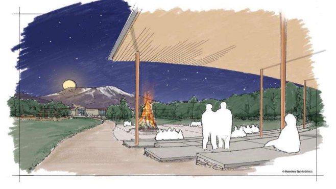 Artist rendering of the view of the amphitheater at and the mountain in the background