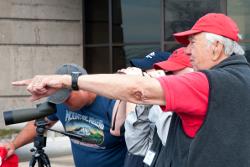 Mount St. Helens Institute volunteers engaging with visitors at the Science and Learning Center.