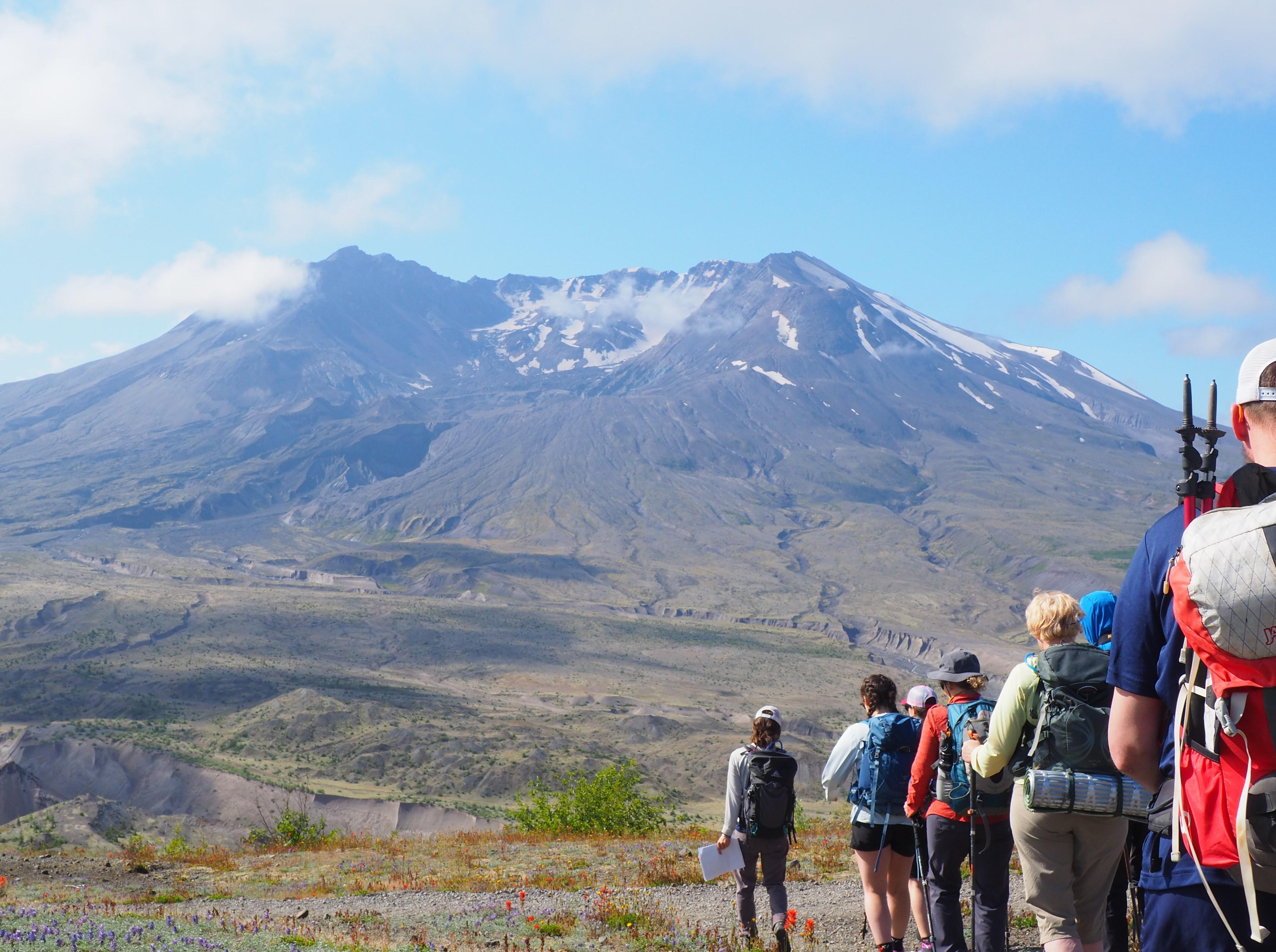 Participants on a guided adventure at Mount St. Helens. Photo credit Saya Heinonen