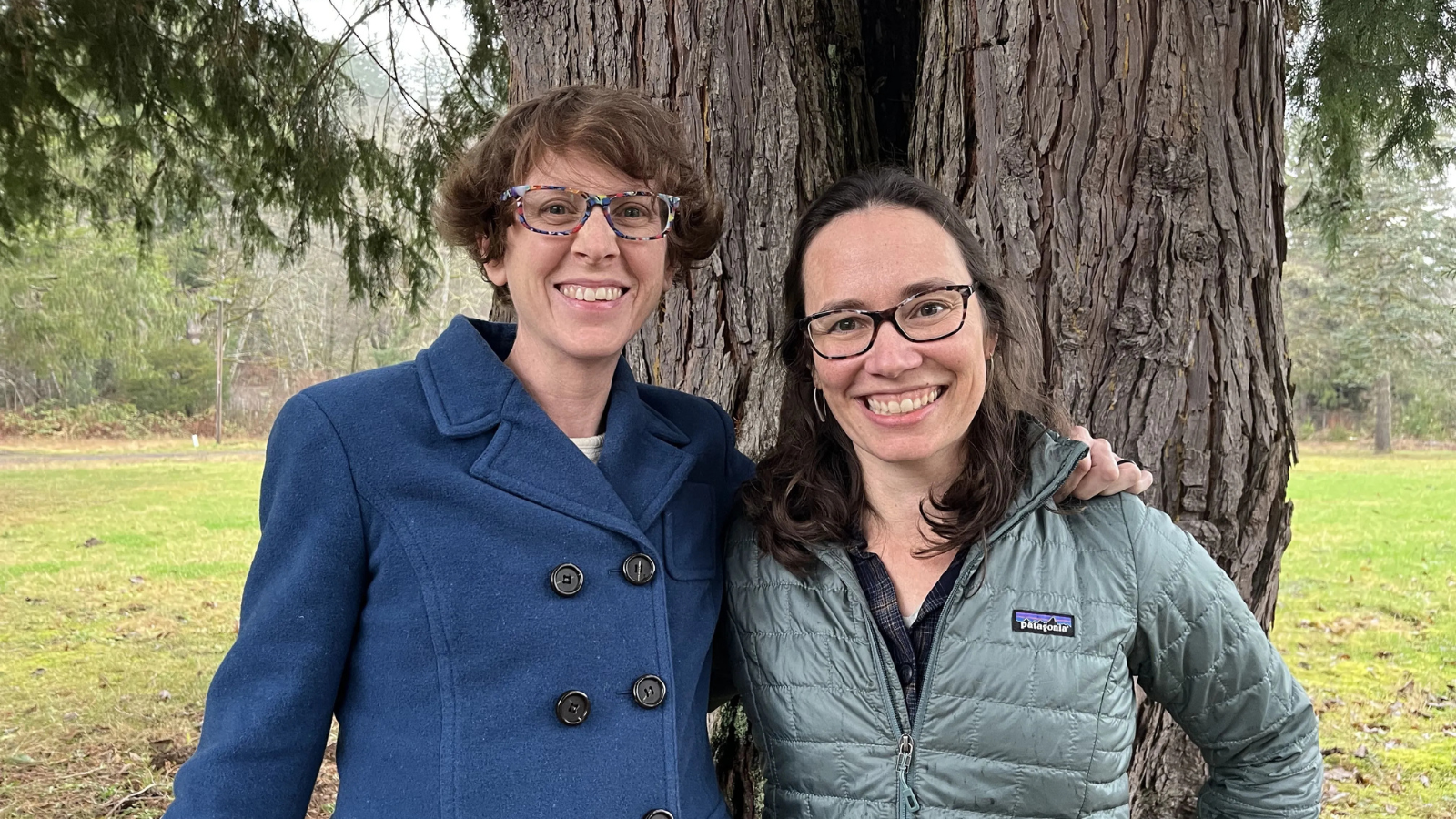 A photo of two women in the outdoors