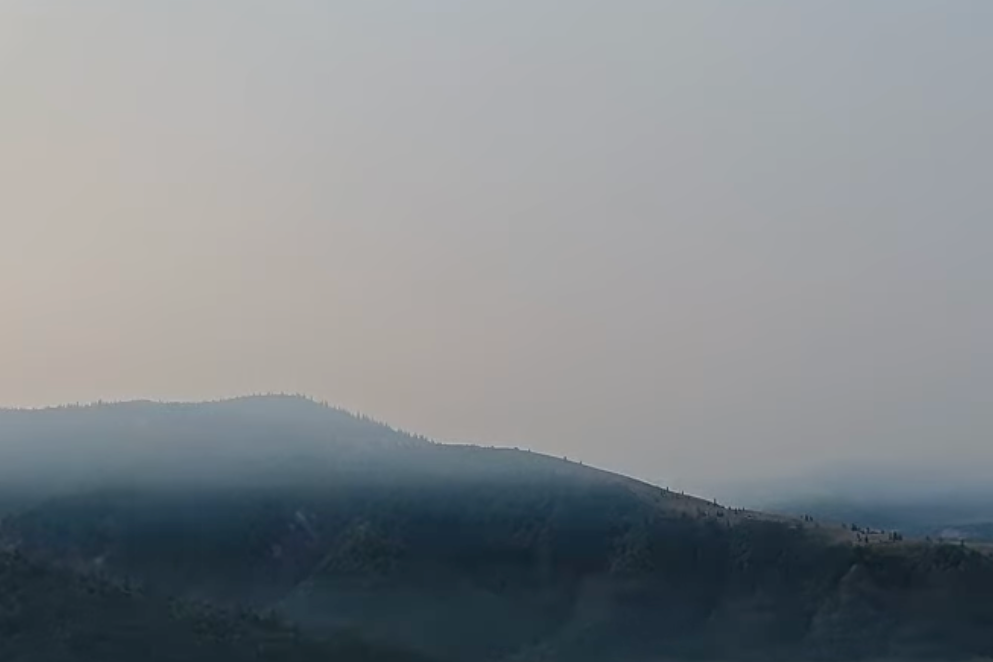 Smoke obscuring the view of Mount St. Helens