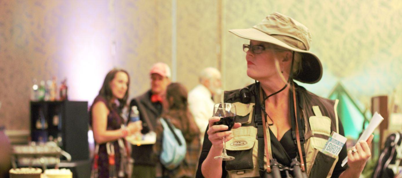 Woman dressed up for Boots and Bow Ties fundraiser