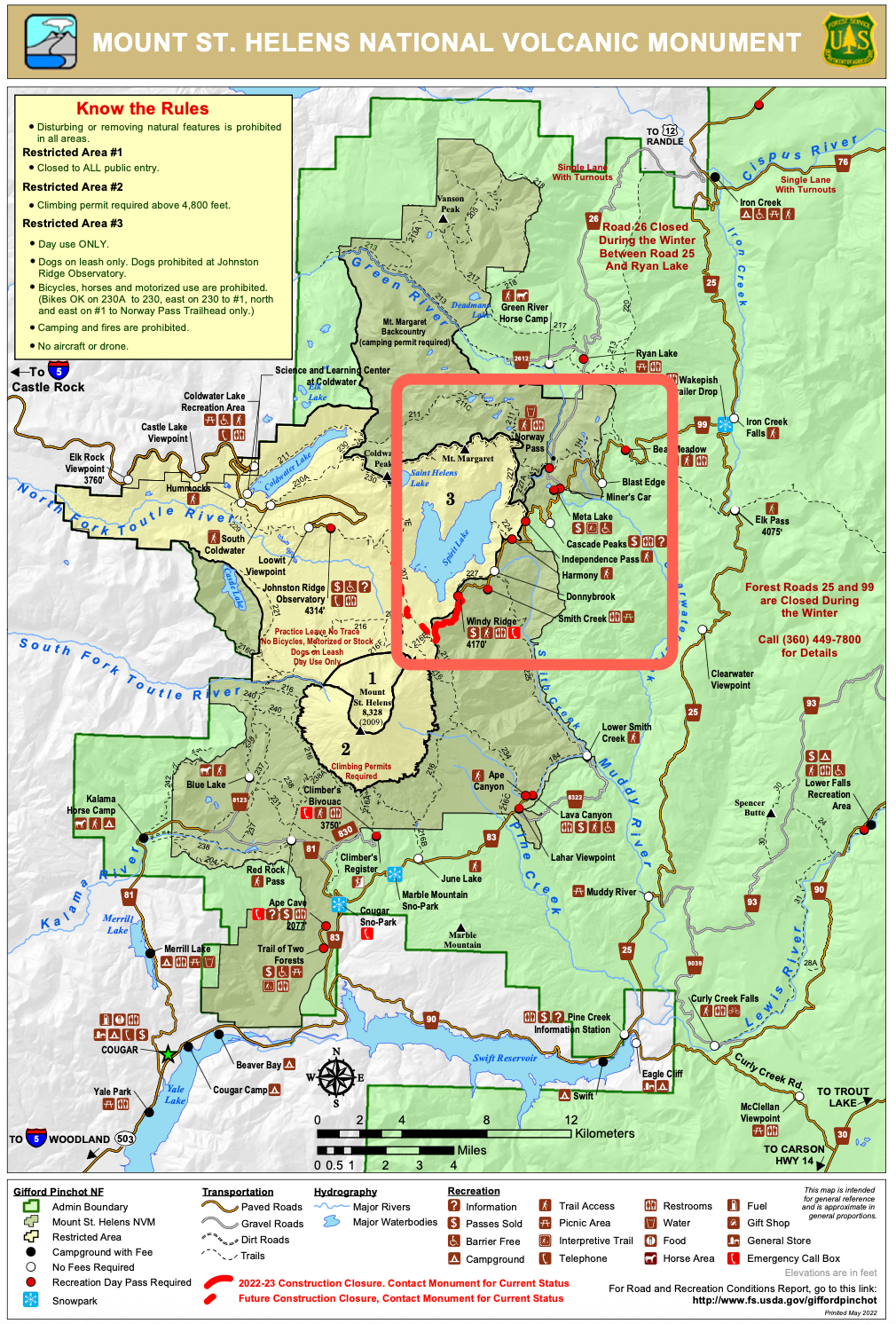 Mount St. Helens east side map