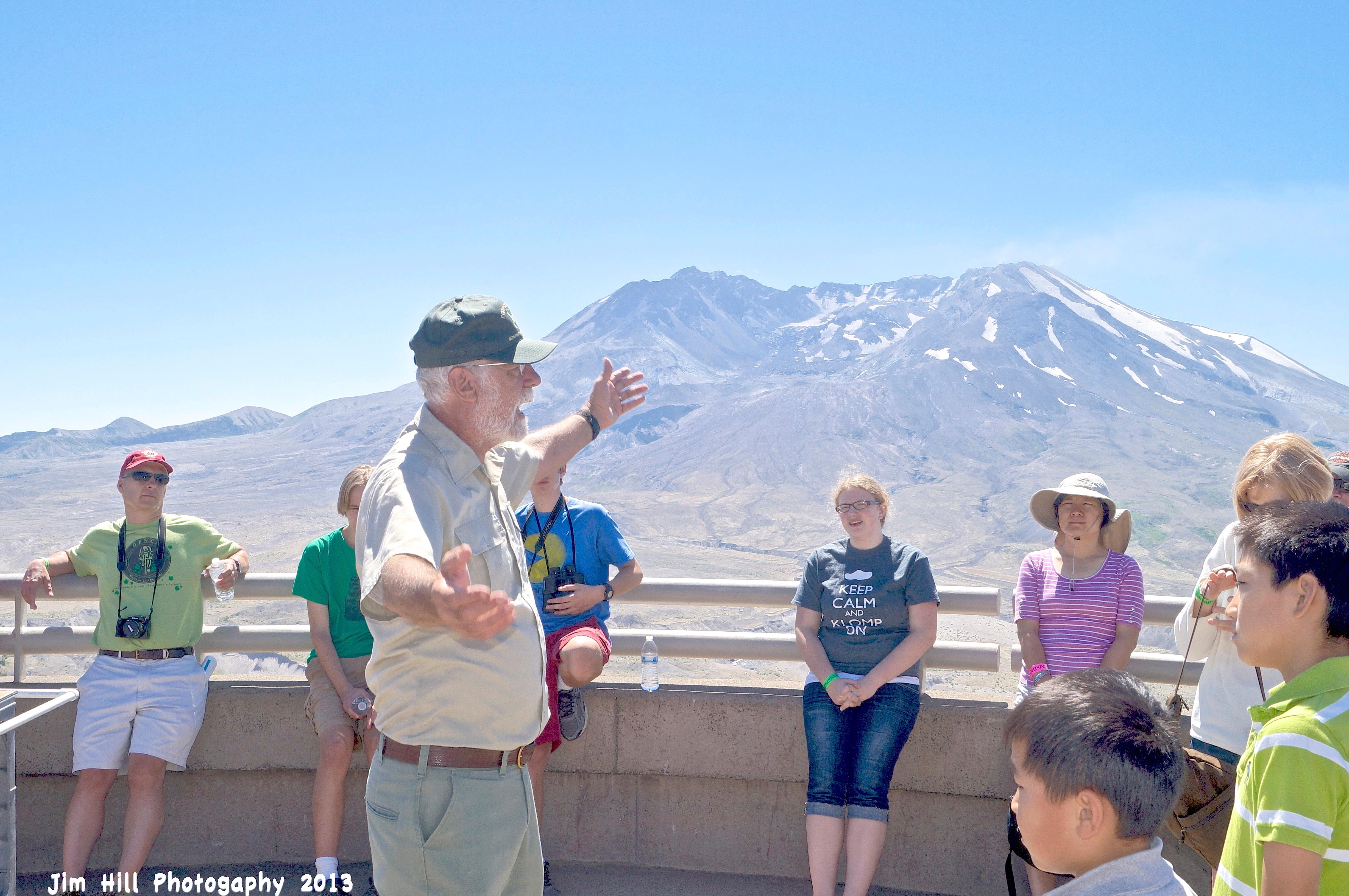 Mount St. Helens volcano ambassador at Johnston Ridge Observatory. Photo credit Jim Hill Phototgraphy