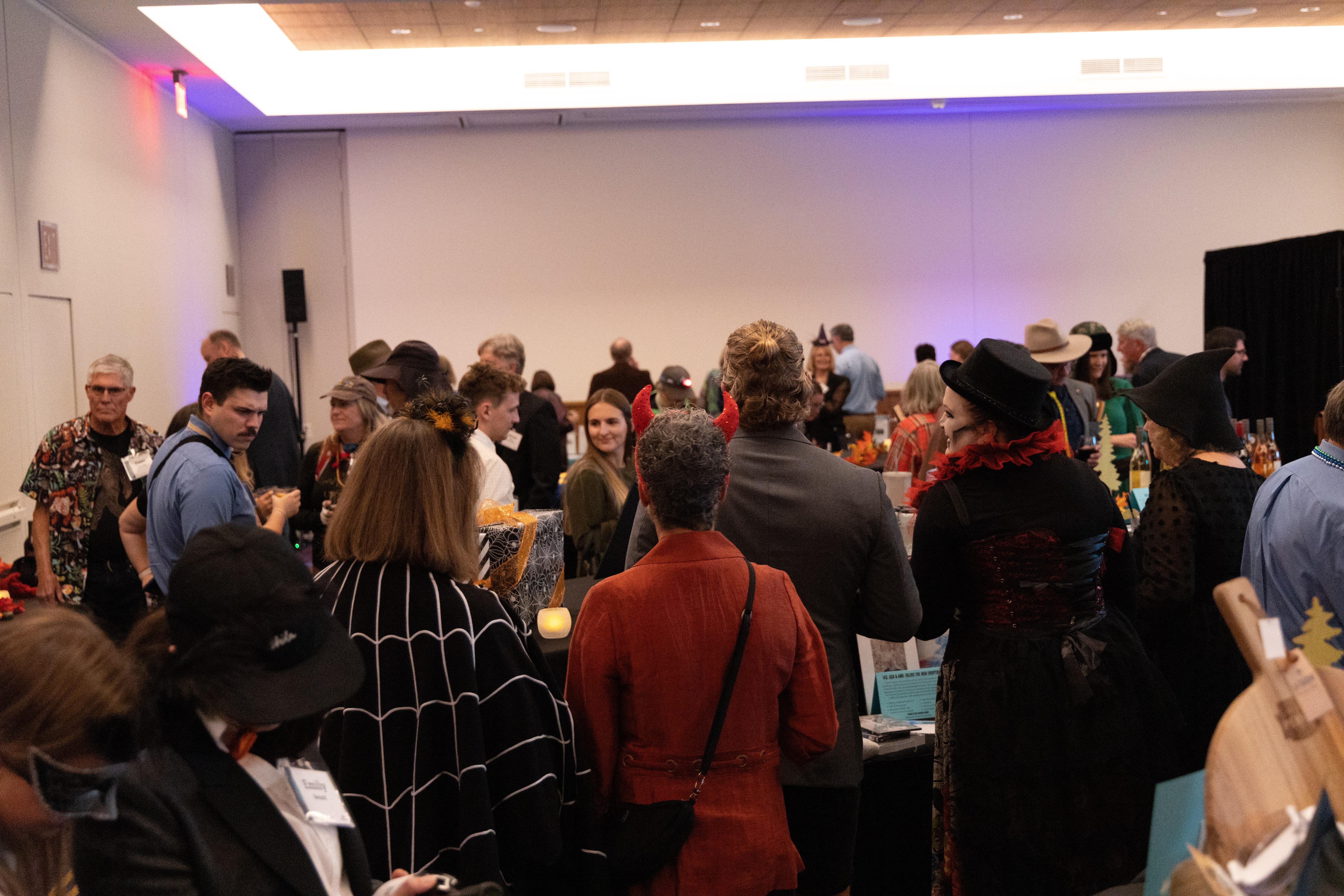 Boots and Bow Ties attendees bidding on silent auction items