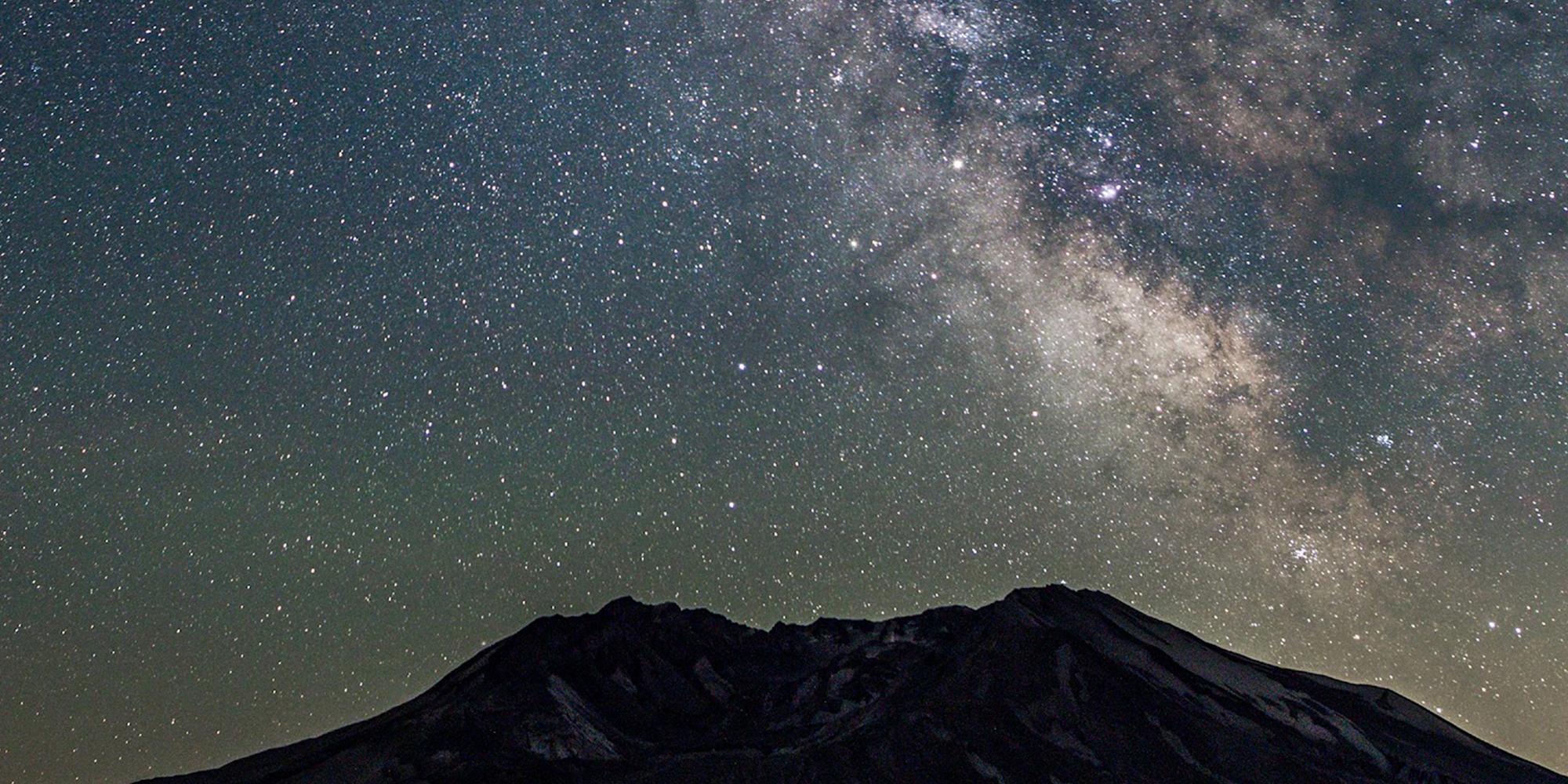 Mount St. Helens and the Milky Way. Photo Credit: Juan Aguilera