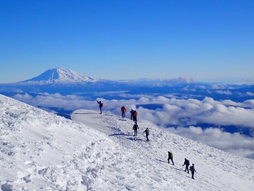 Image of climbers at the crater rim of Mount St. Helens