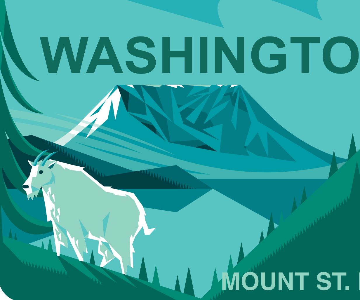 Sample imagery of new Mount St. Helens license plate with the volcano and a mountain goat