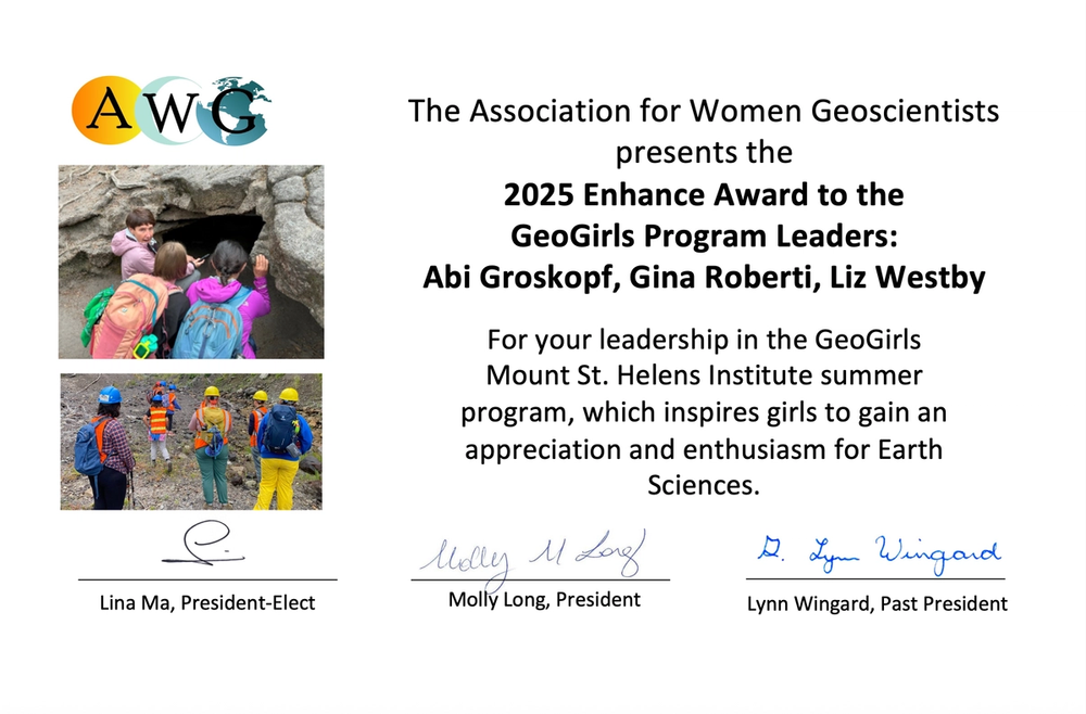 Award given to GeoGirls leads in 2025