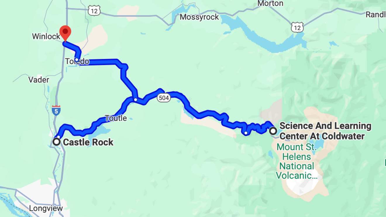 Map showing highway 504 and 505 corridors
