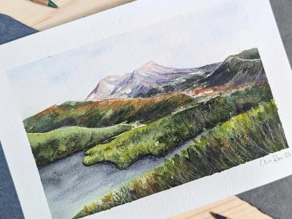 Artist Arin Rae painting of Mount St. Helens