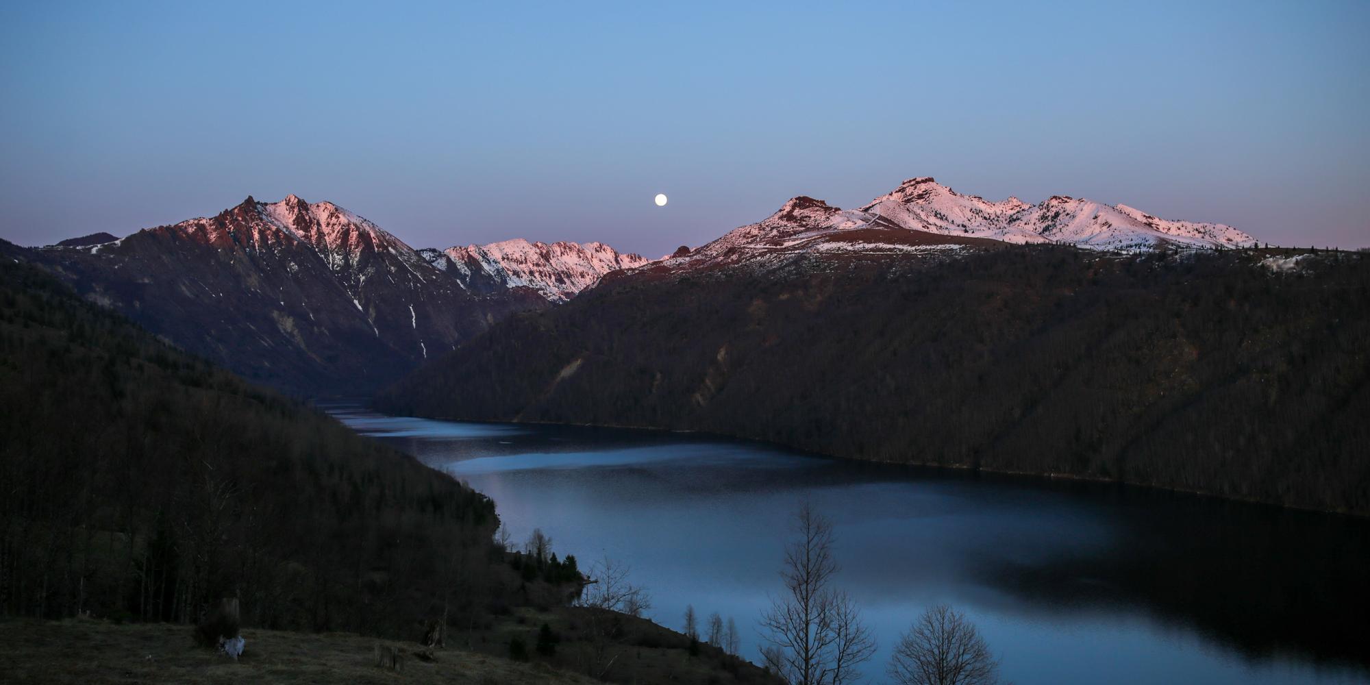 Mount Margaret Backcountry at sunset in winter