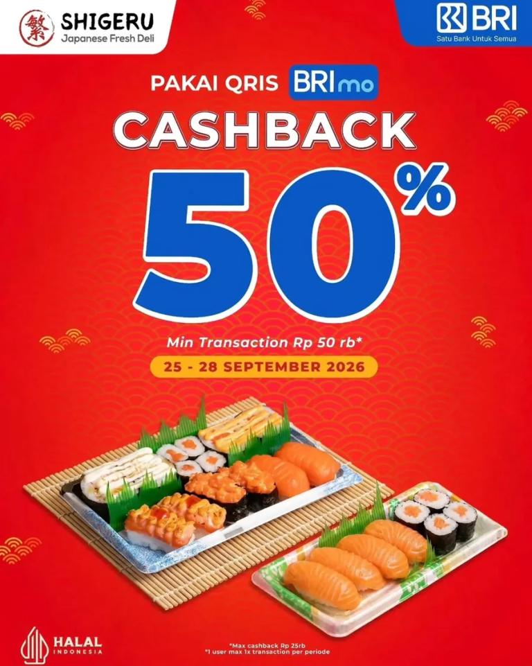 PAYDAY: Cashback 50% Pakai QRIS BRImo
