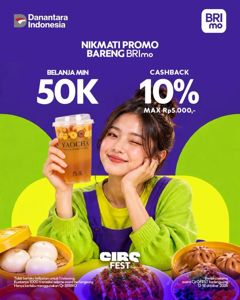 Promo BRImo di CirQ Fest: Cashback 10%