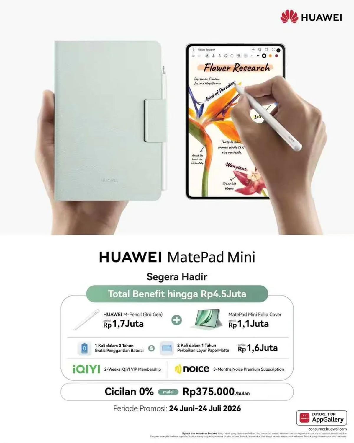 HUAWEI MatePad Mini: Preorder, Total Benefit hingga Rp4,5 Juta