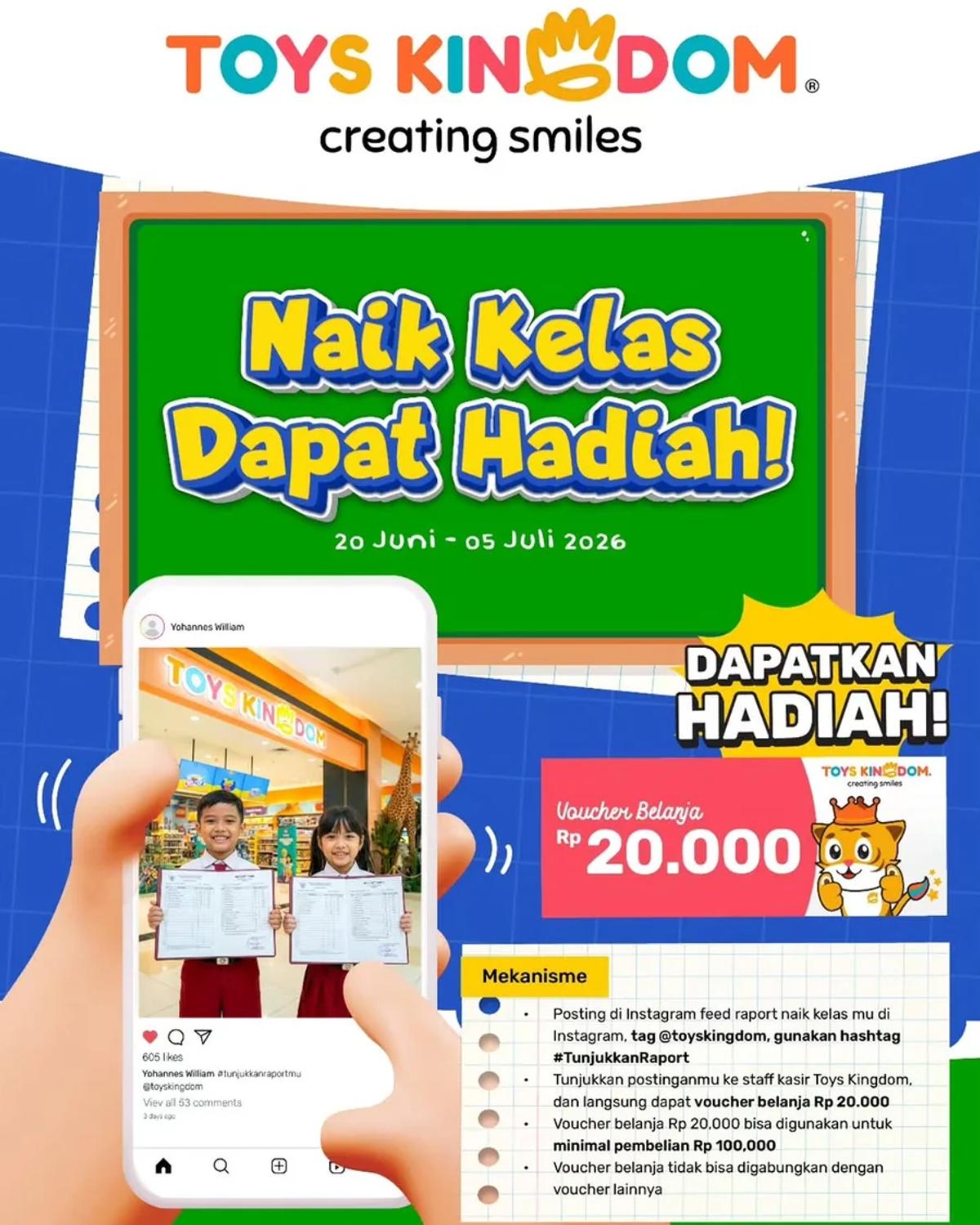 Naik Kelas Dapat Hadiah: Voucher Belanja Rp20.000