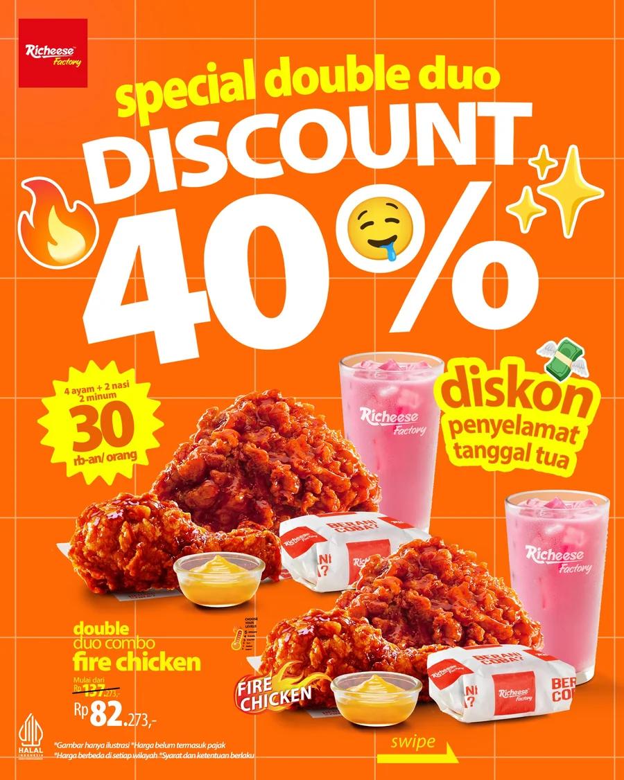 Richeese Factory Special Double Duo Combo: Diskon 40%