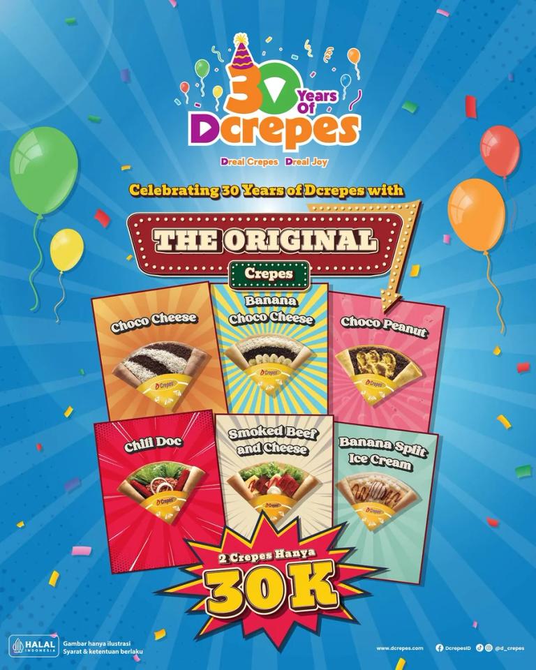 Dcrepes: 30 Years of Dcrepes, 2 Crepes Hanya Rp30.000