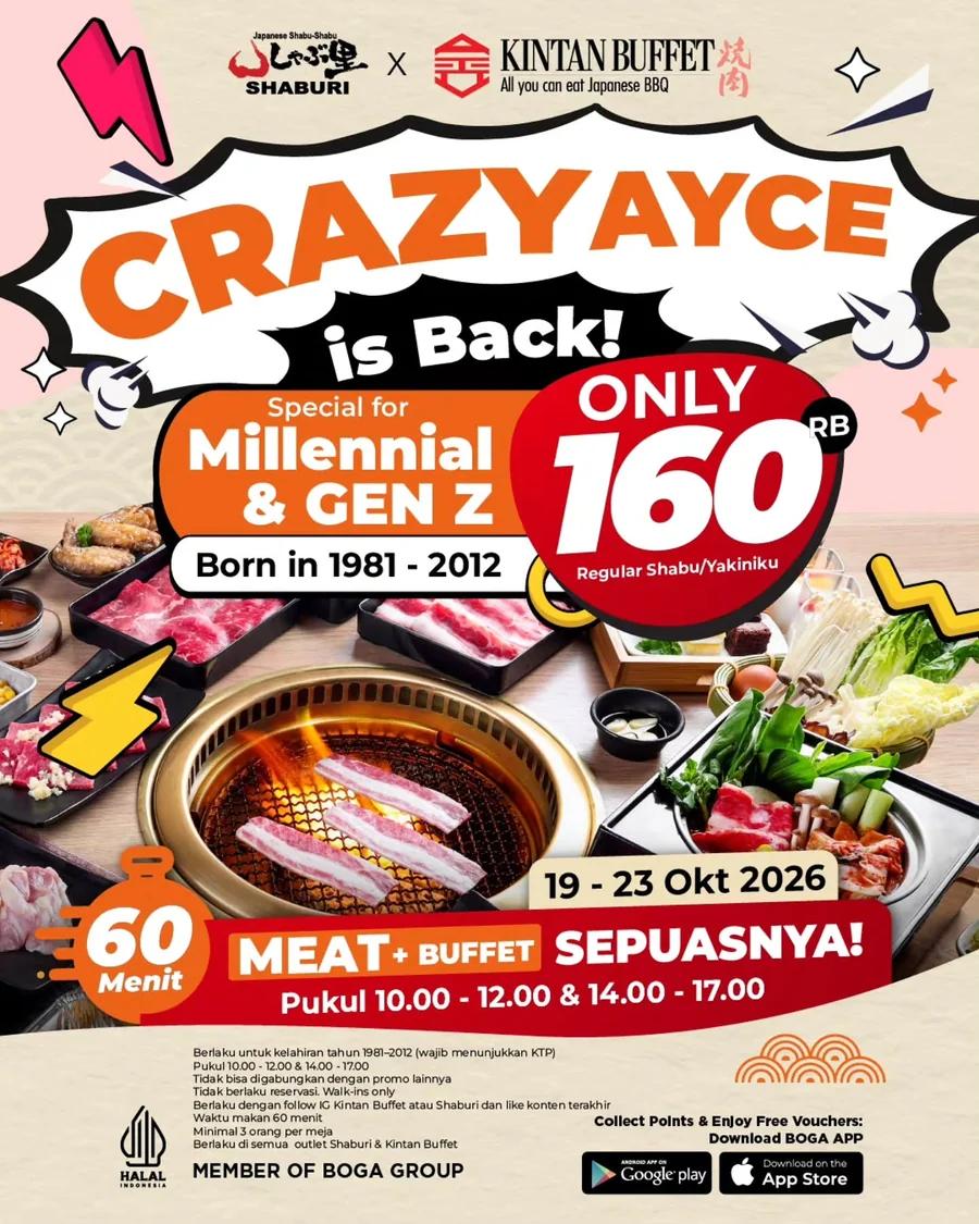 Crazy AYCE is Back: Rp160.000 for Millennial & Gen Z