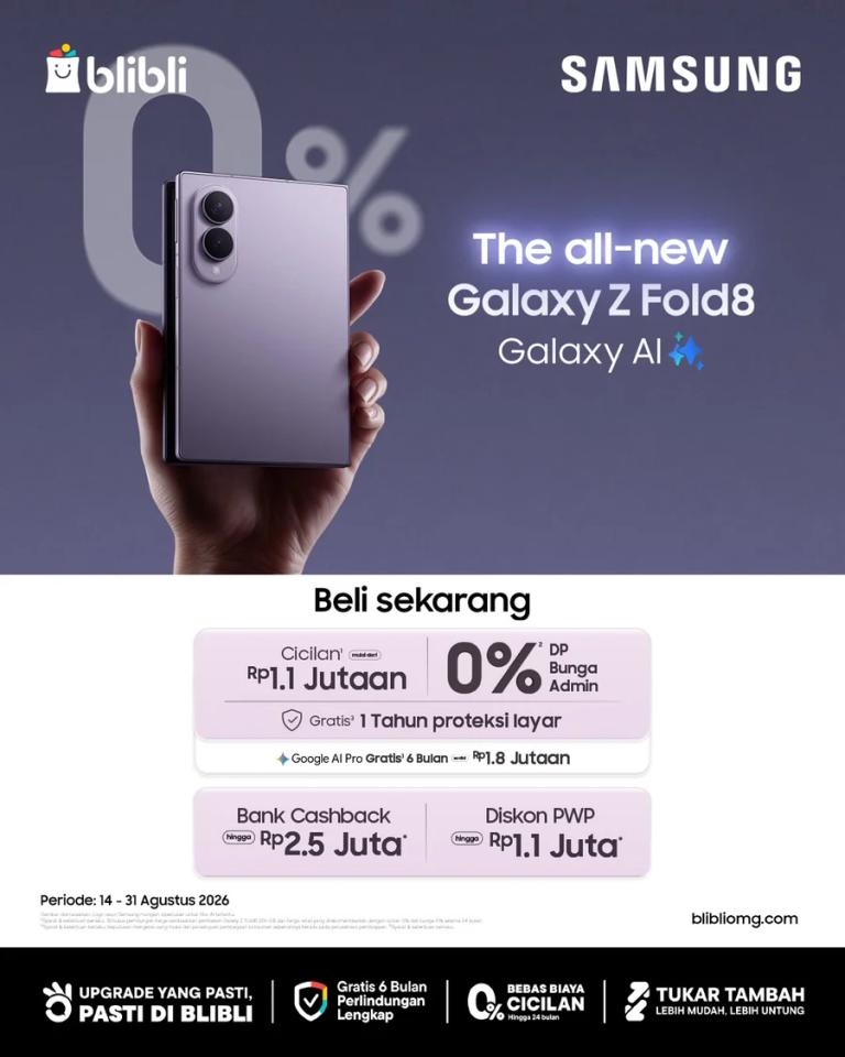 Galaxy Z Fold8: Cicilan 0% dan Cashback hingga Rp2,5 Juta