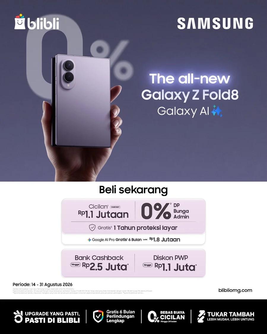 Galaxy Z Fold8: Cicilan 0% dan Cashback hingga Rp2,5 Juta