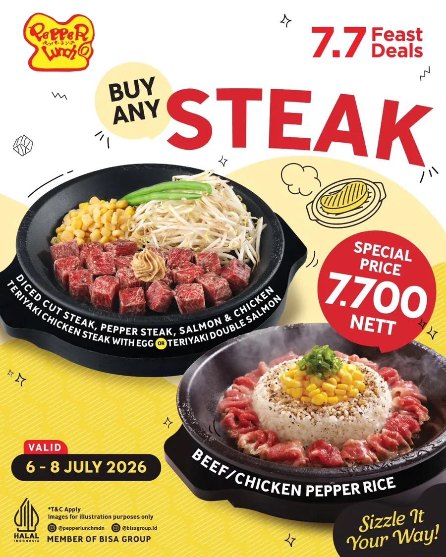 7.7 Feast Deals: Any Steak, 2nd Plate Rp7.700