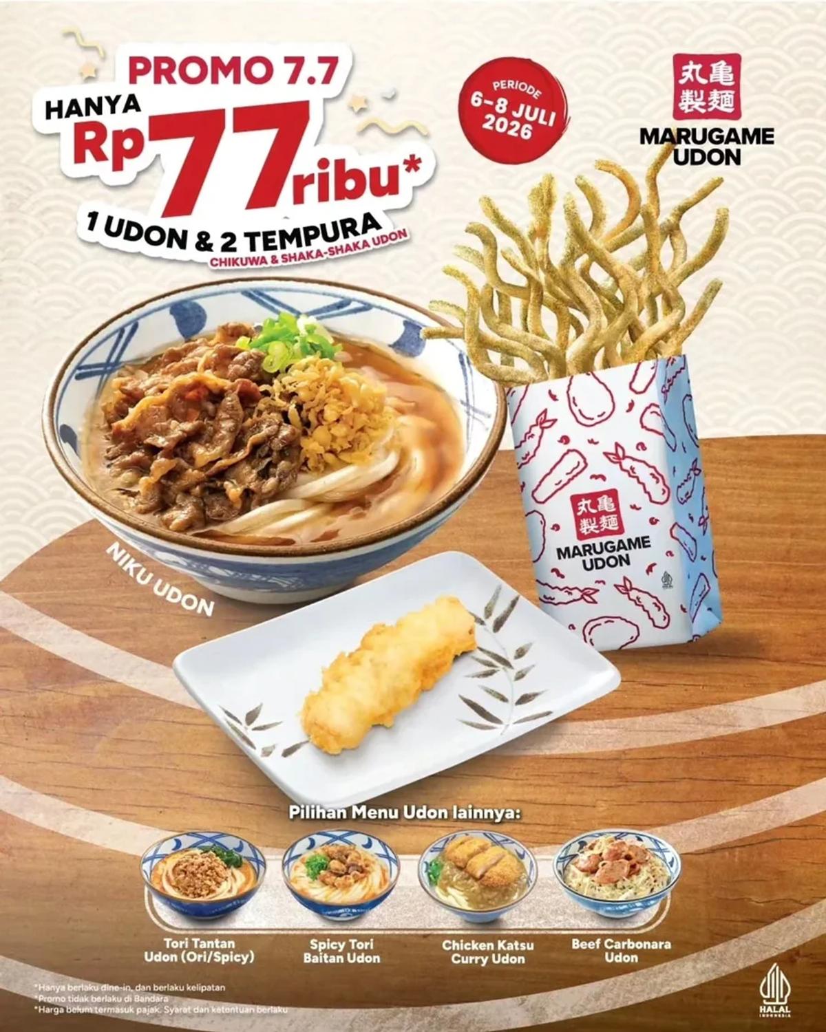7.7 Deal: 1 Udon + 2 Tempura Rp77.000