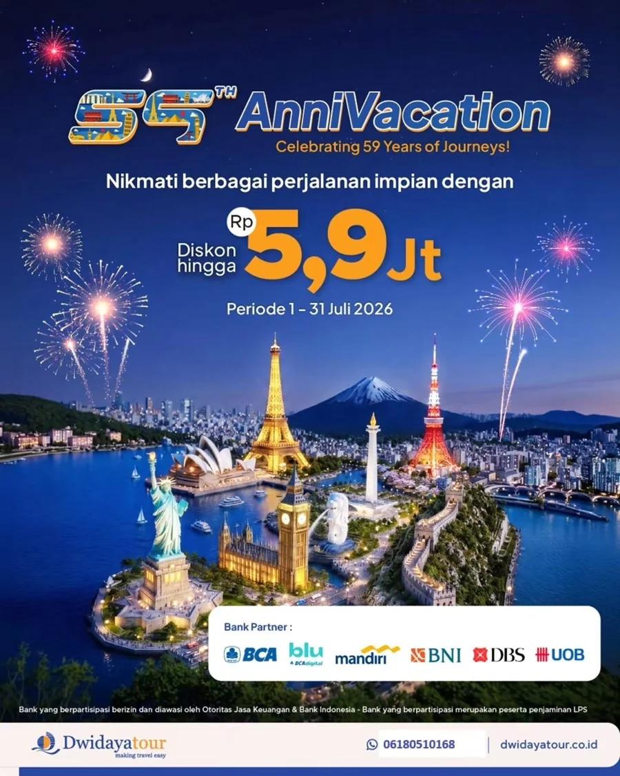59th Annivacation: Diskon Liburan hingga Rp5,9 Juta