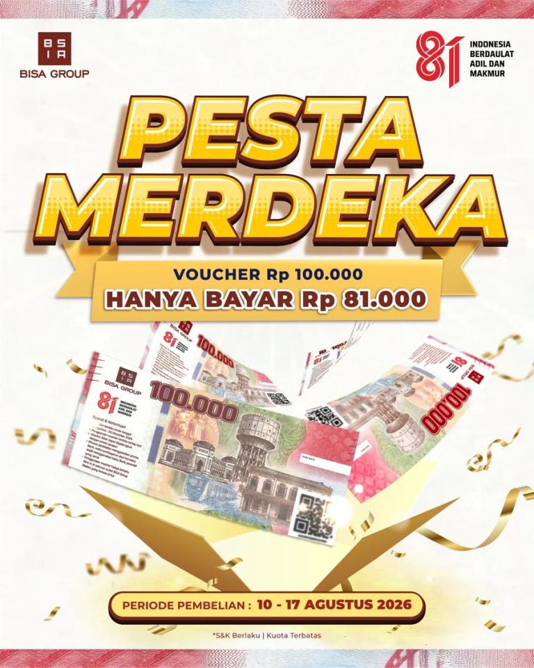 Pesta Merdeka: Voucher Rp100.000 Bayar Rp81.000