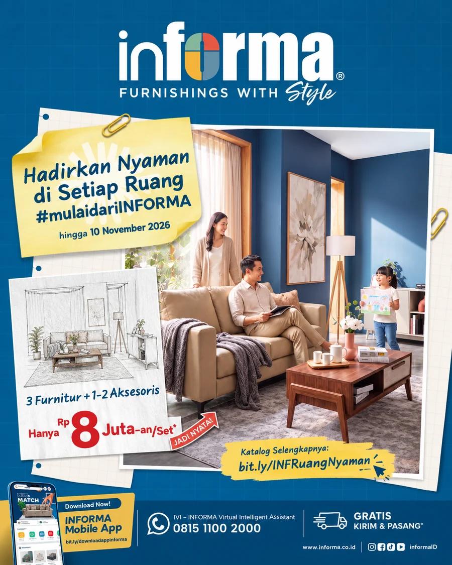 Ruang Nyaman: Set 3 Furnitur plus Aksesoris Rp8 Jutaan