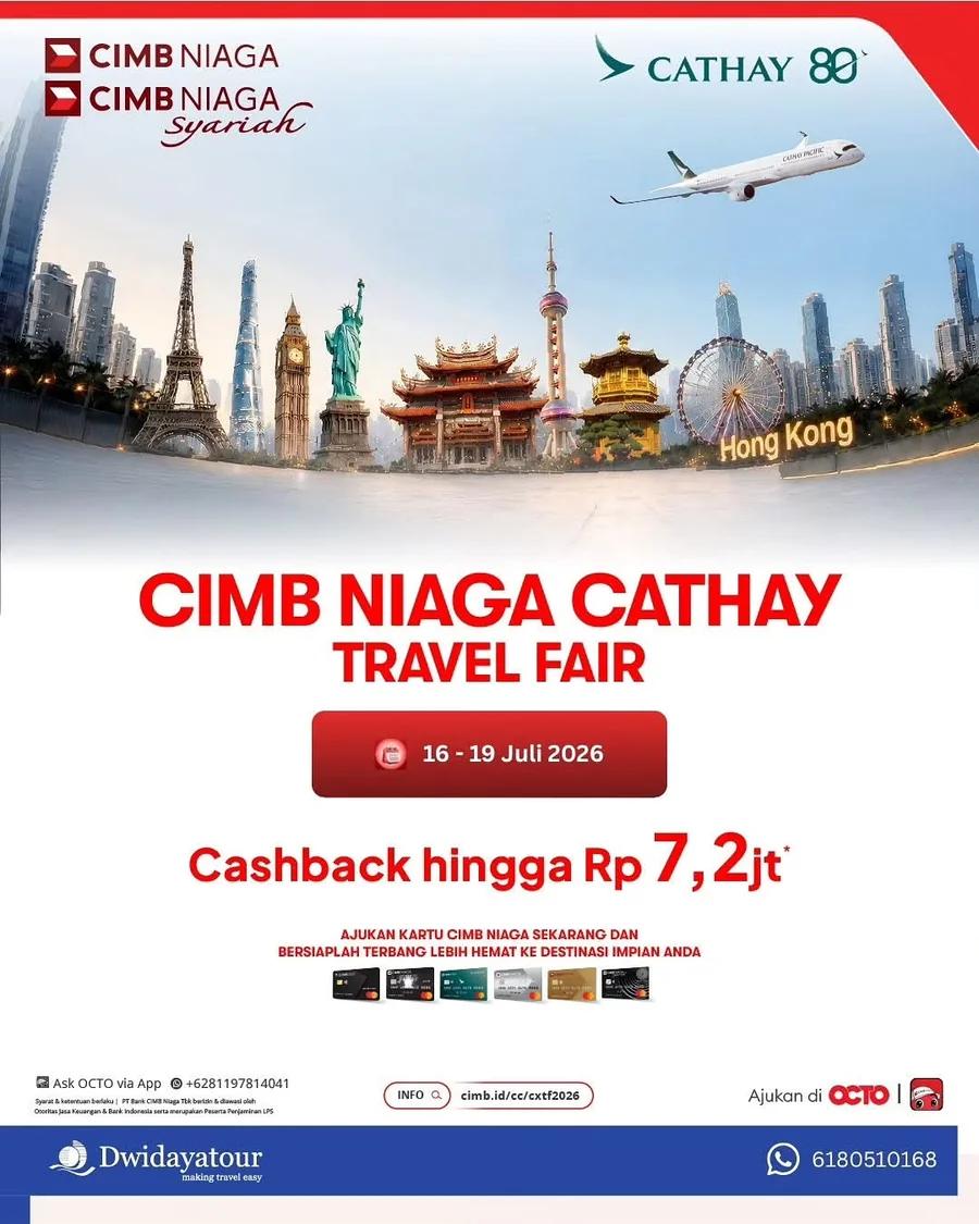 CIMB Niaga Cathay Travel Fair: Cashback hingga Rp7,2 Juta