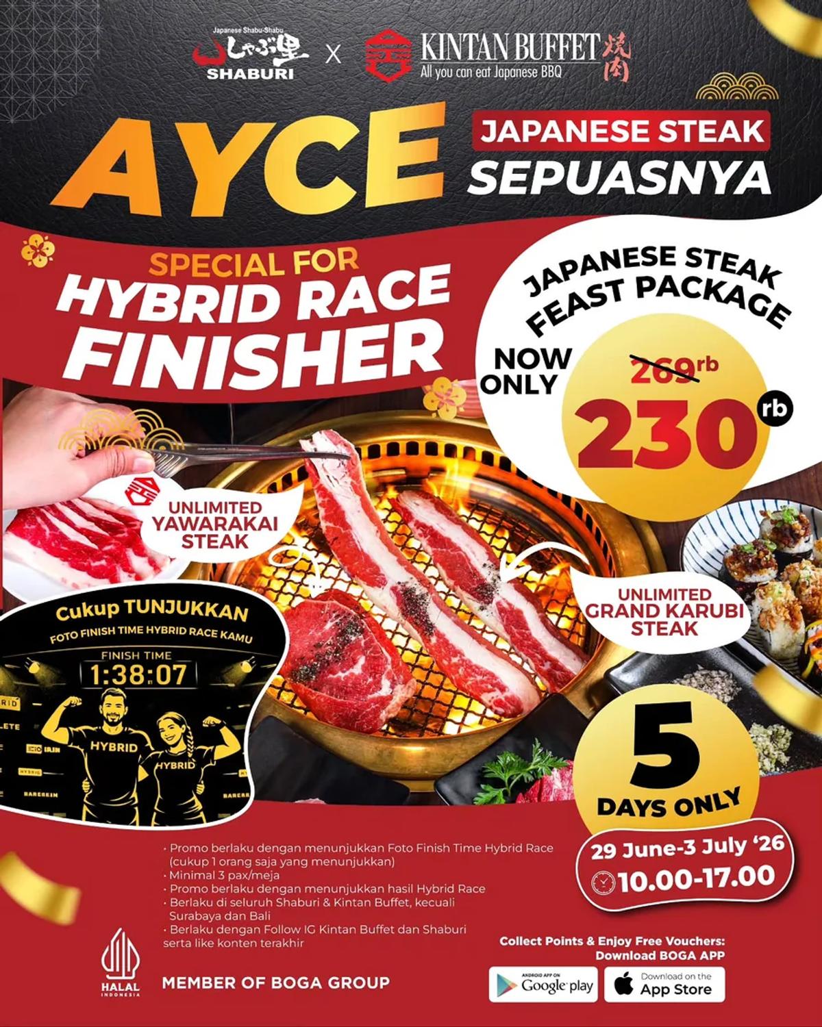 AYCE Japanese Steak Feast Rp230K (Hybrid Race Finishers)