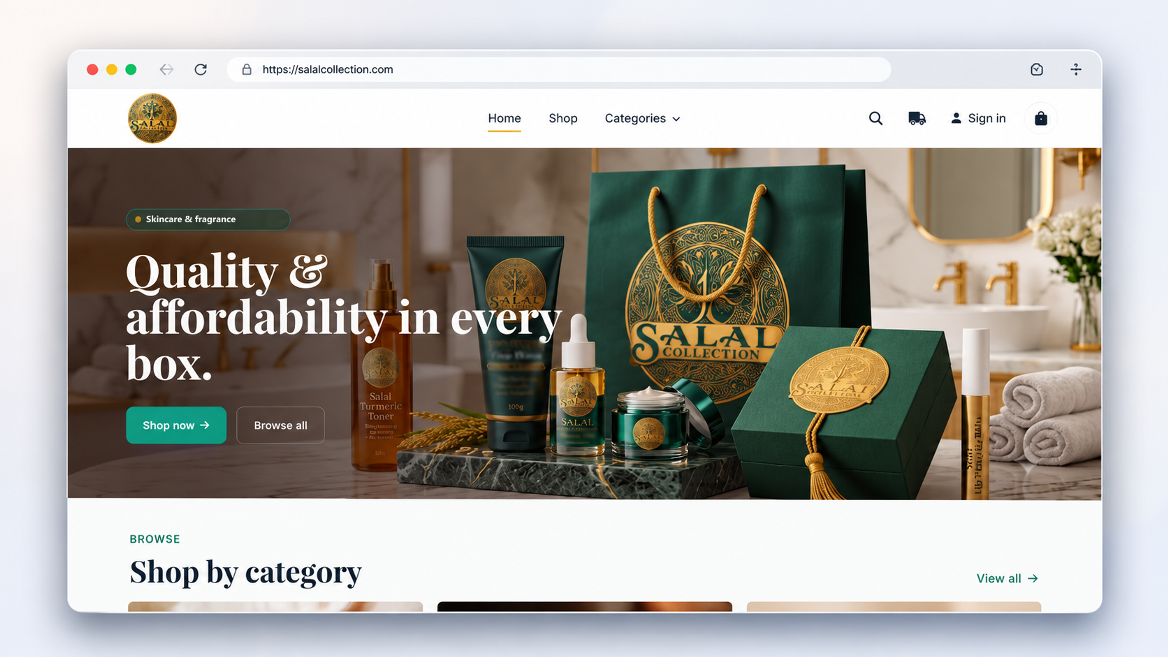 Salal Collection Luxury Skincare Homepage