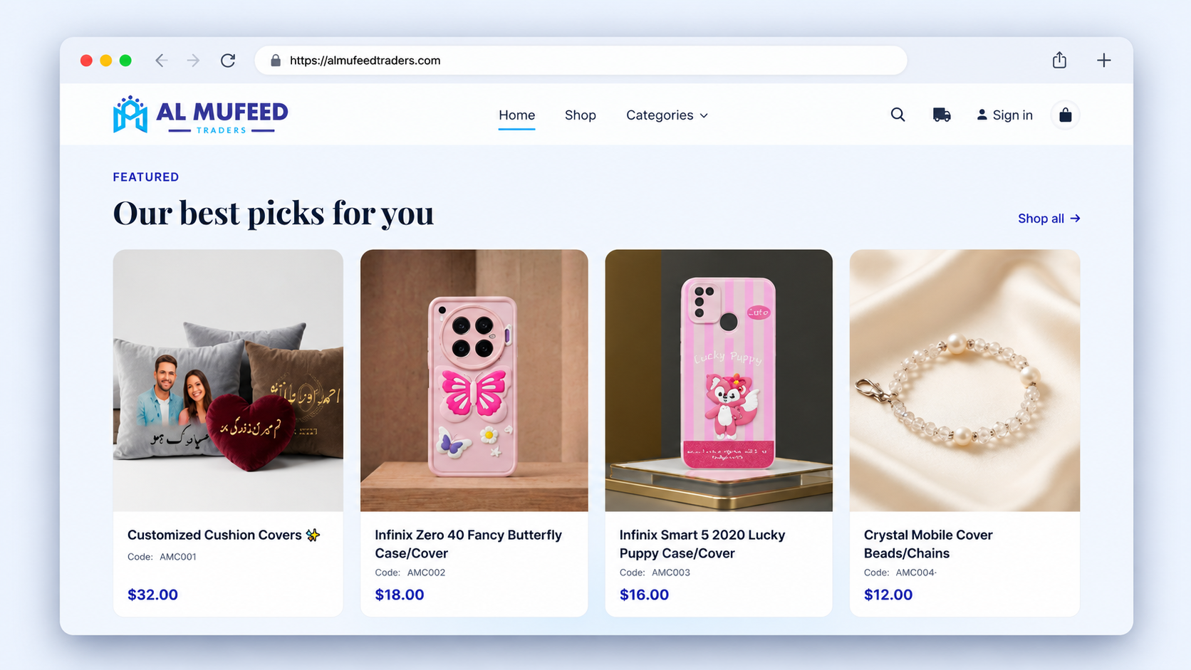 AL MUFEED Featured Picks Storefront