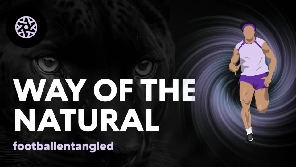 Way of the Natural course cover featuring a black panther, a stylized running athlete, and the Football Entangled logo against a dark background.