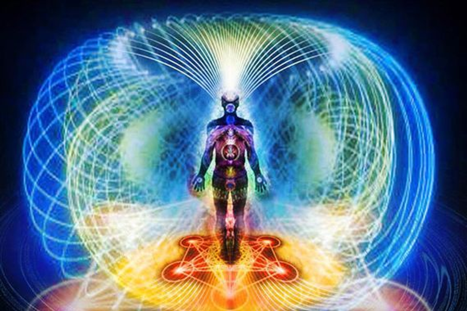 Stylized illustration of a human figure surrounded by flowing energy-like patterns, symbolizing the body's interconnected systems and holistic integration.