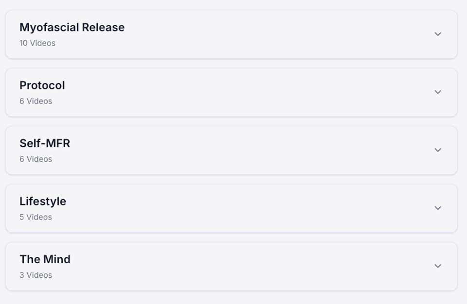 Football Entangled Recovery Library interface featuring video categories for myofascial release, protocols, self-MFR, lifestyle, and mental recovery.