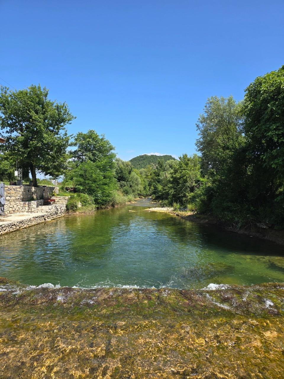 Clear river in Montenegro just 1o minutes from the village, so fresh you can drink from.