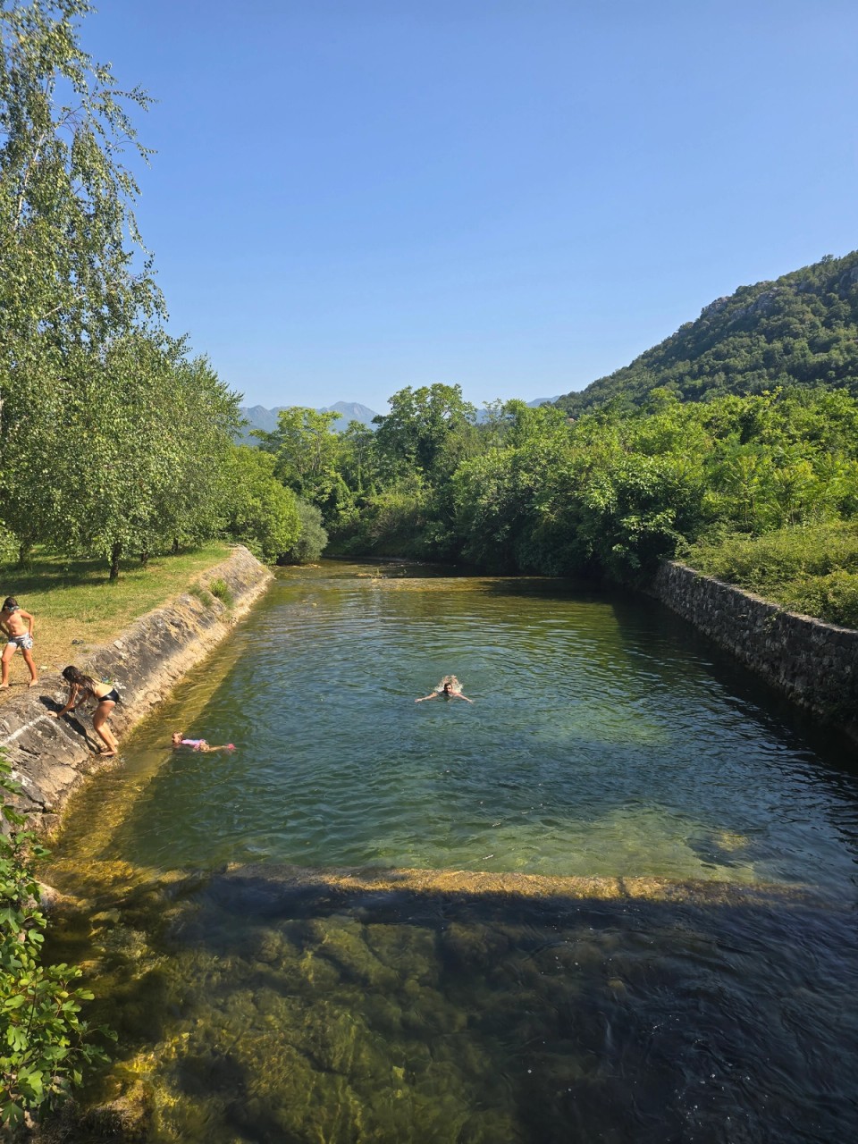 Clear river in Montenegro just 1o minutes from the village, so fresh you can drink from.