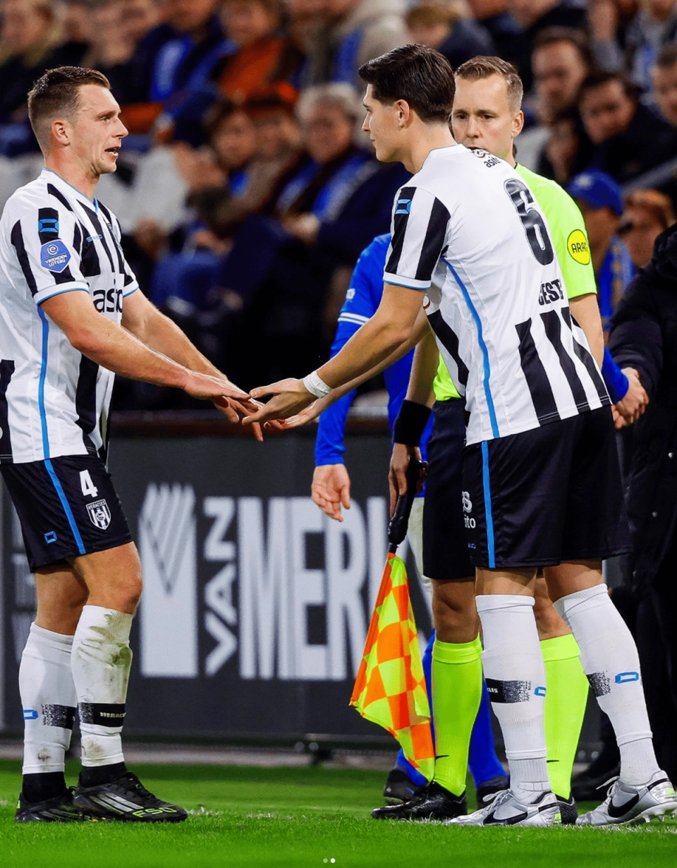 Sava Cestic returns to competitive football for Heracles Almelo after a long injury layoff, entering the pitch as a substitute during an Eredivisie match.