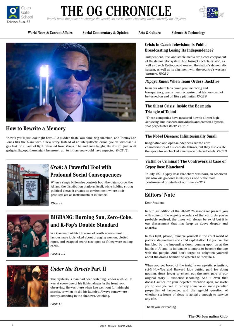 The front page of The OG Chronicle, Edition 3, 2025–26.