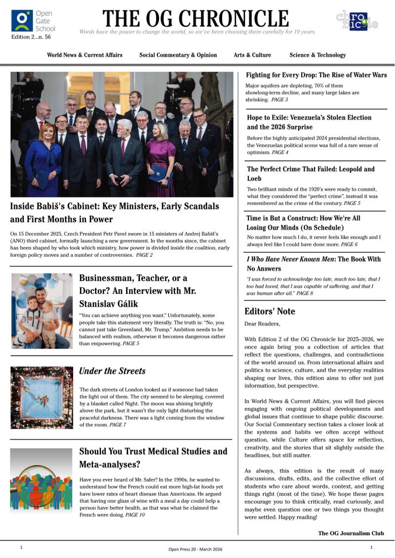 The front page of The OG Chronicle, Edition 2, 2025–26.