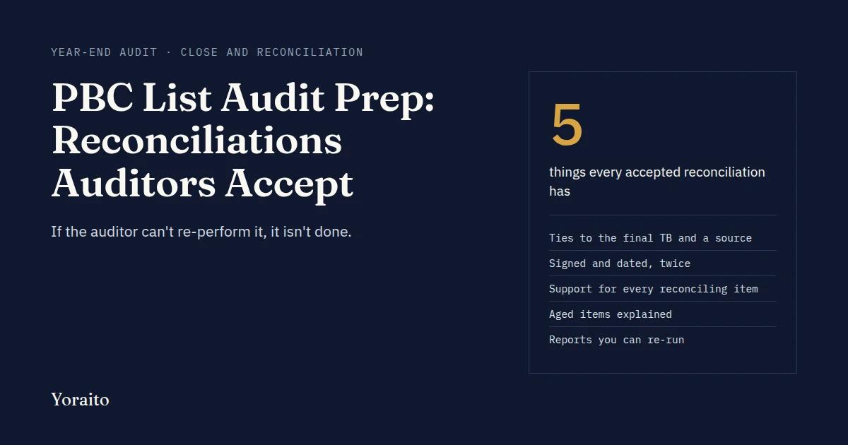 PBC reconciliations your auditor will accept: if the auditor can't re-perform it, it isn't done